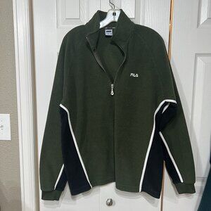 Fila Sport 1/4 Zip Pullover Men M Black Green Fleece Activewear Vintage 90's